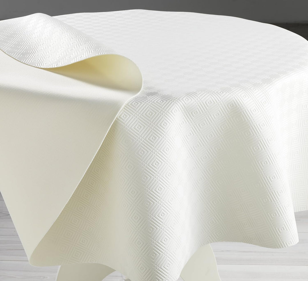 Venilia Tischschoner weiss rund 135cm 170/100 Tischdecke, Pvc-Polyester, 135 x 135 cm Rund 135 x 135