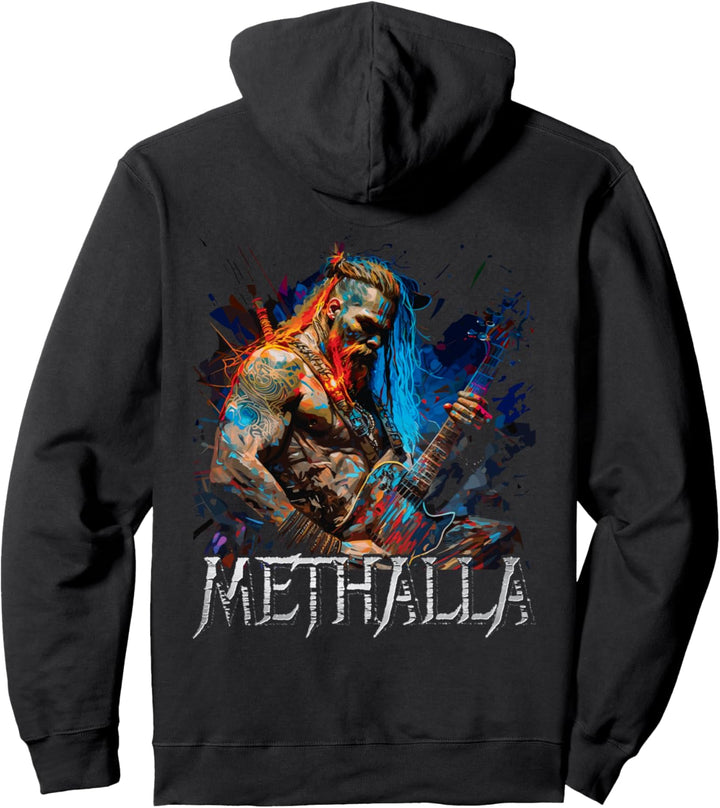 Viking Guitarist Heavy Metal Rock Music "Methalla" Hintergrund Pullover Hoodie