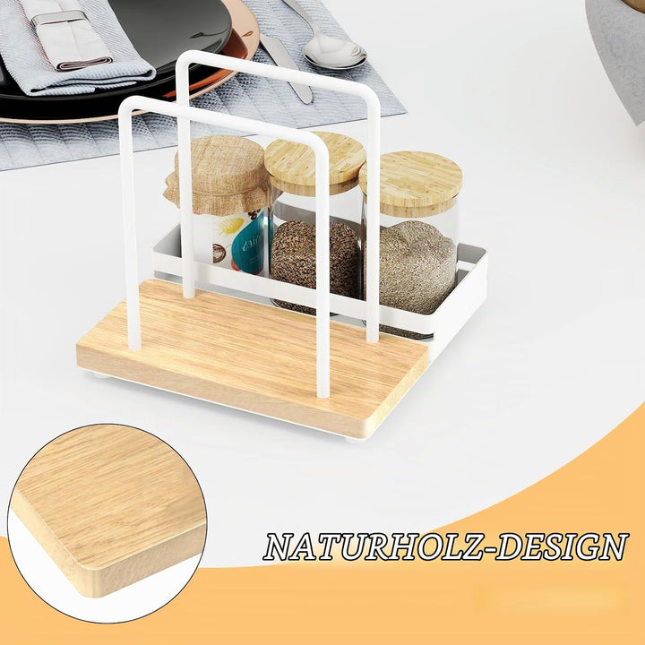 Serviettenhalter Weiss,Serviettenhalter aus Metall &amp; Holz Serviettenspender mit Caddy für Tisch Küch