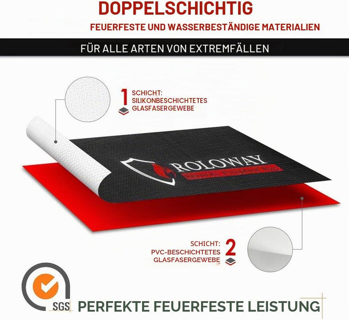 Grosse (43,2 x 30,5 x 14,7 cm) feuerfeste Tasche, feuerfeste Dokumententaschen, feuerfeste Geldtasch