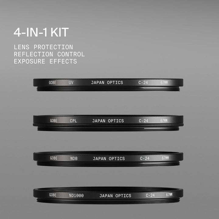 Gobe 46 mm UV Filter, Polfilter (CPL), Graufilter ND8, Graufilter ND1000 - Filter Kit (2Peak) 46mm,