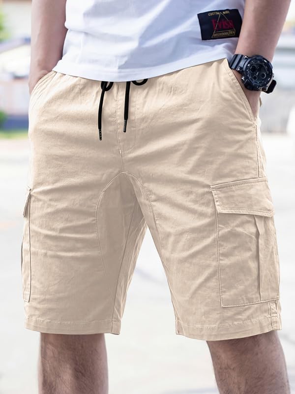 Elegancity Kurze Hosen Herren Cargo Shorts Sommer Freizeithose Kurze Elastische Taille Chino Shorts