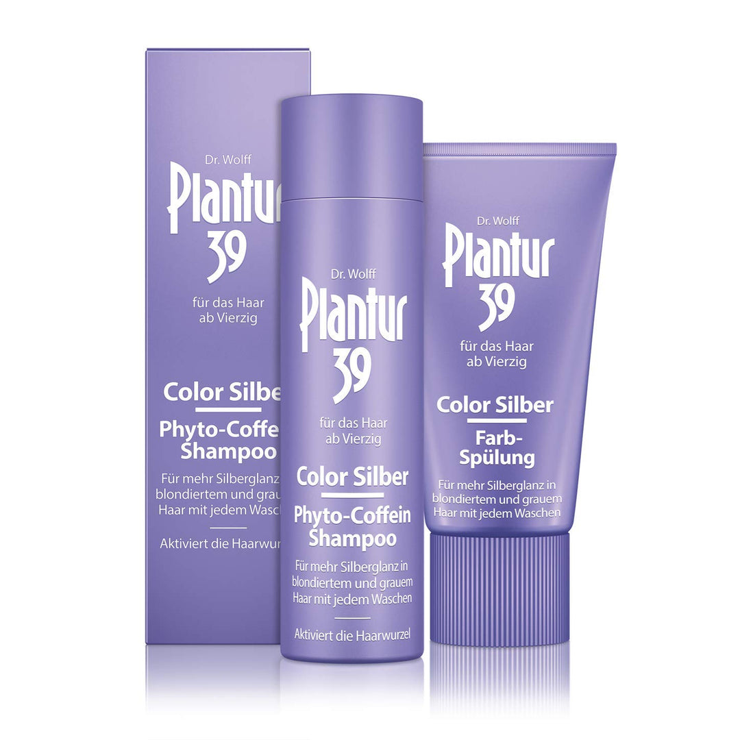 Plantur 39 Color Silber Phyto-Coffein-Shampoo, 250 ml + Farb-Spülung, 150 ml - Für mehr Silberglanz