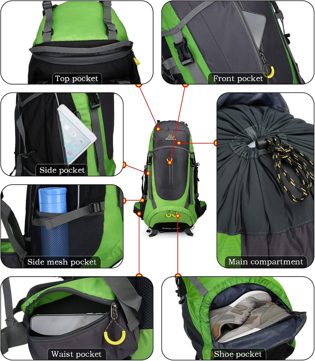 70L Trekkingrucksack Campingrucksack Reiserucksack Wanderrucksack Grosser Rucksack für Damen Herren
