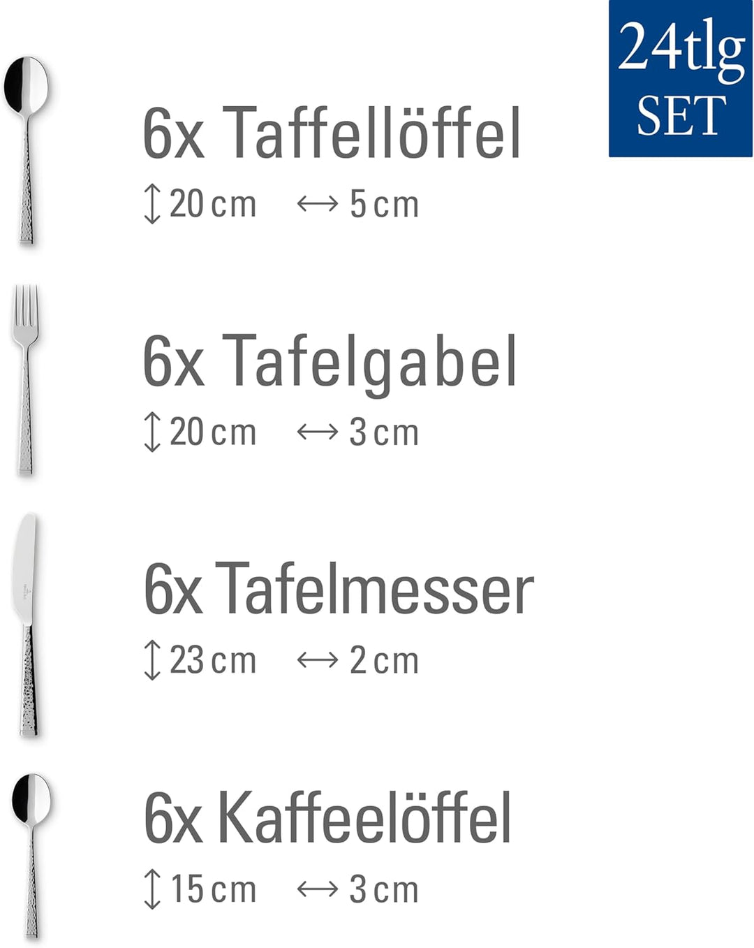 Villeroy & Boch Blacksmith Tafelbesteck für bis zu 6 Personen, 24-teilig, Edelstahl