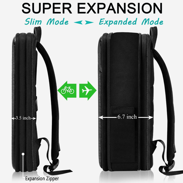 ZINZ Schlanker Laptop Rucksack 15,6 Zoll mit Variabler Kapazität, Diebstahlsicherer Business Tagesru