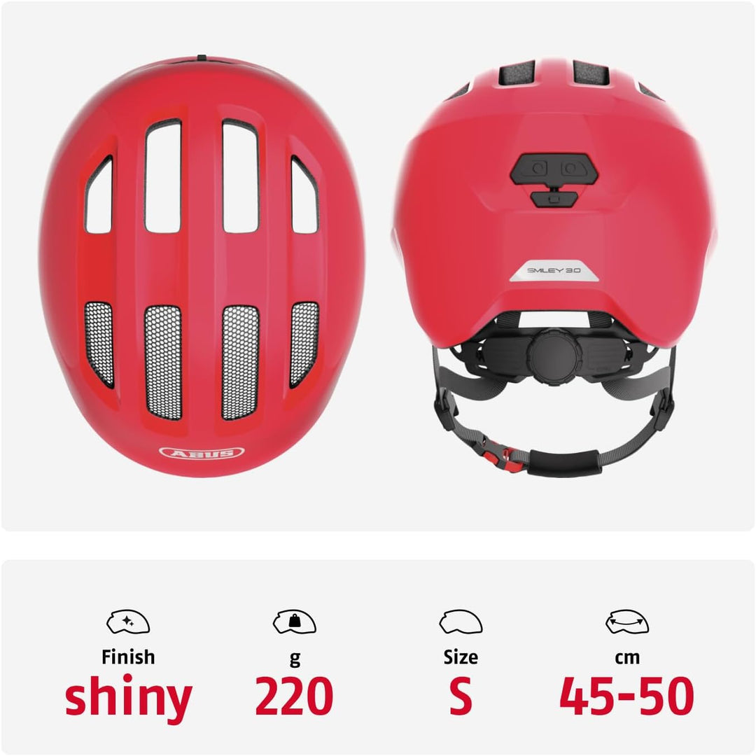 ABUS Kinderhelm Smiley 3.0 - Fahrradhelm mit tiefer Passform, kindergerechten Designs & Platz für ei