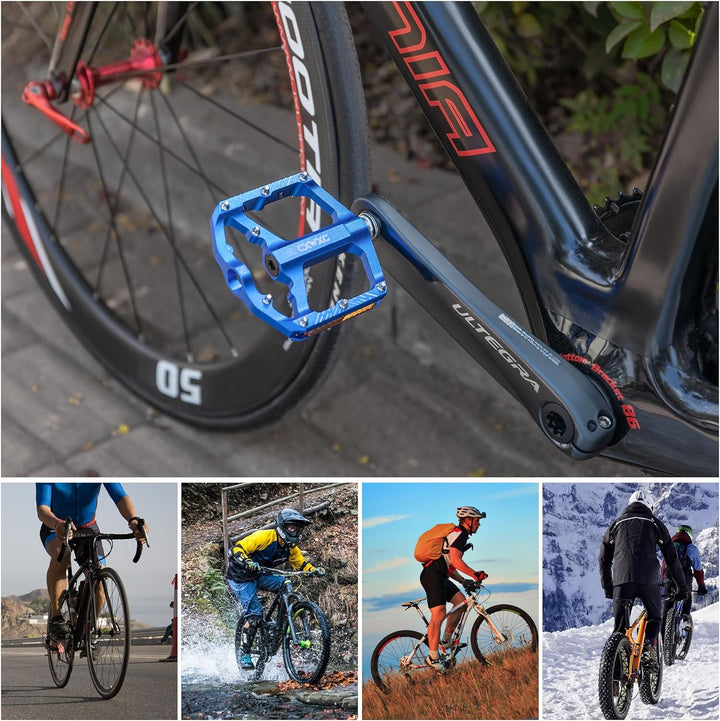 CXWXC Fahrradpedale mit Reflektoren 9/16 Zoll CNC Aluminium MTB Pedale Leichtgewichts, Antirutsch fü