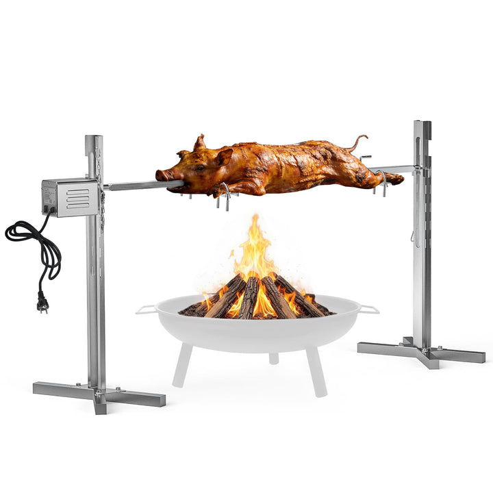 onlyfire Spanferkelgrill mit Motor, Edelstahl Spiessbratengrill, 5-stufige Höhenverstellung Spiessgr