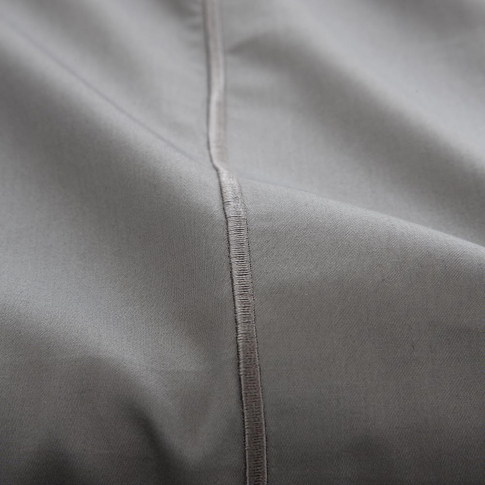 COTTON ARTean Satin-Bettwäsche-Set, ägyptische Baumwolle, Fadenzahl 300, grau, für Betten von 90 x 1
