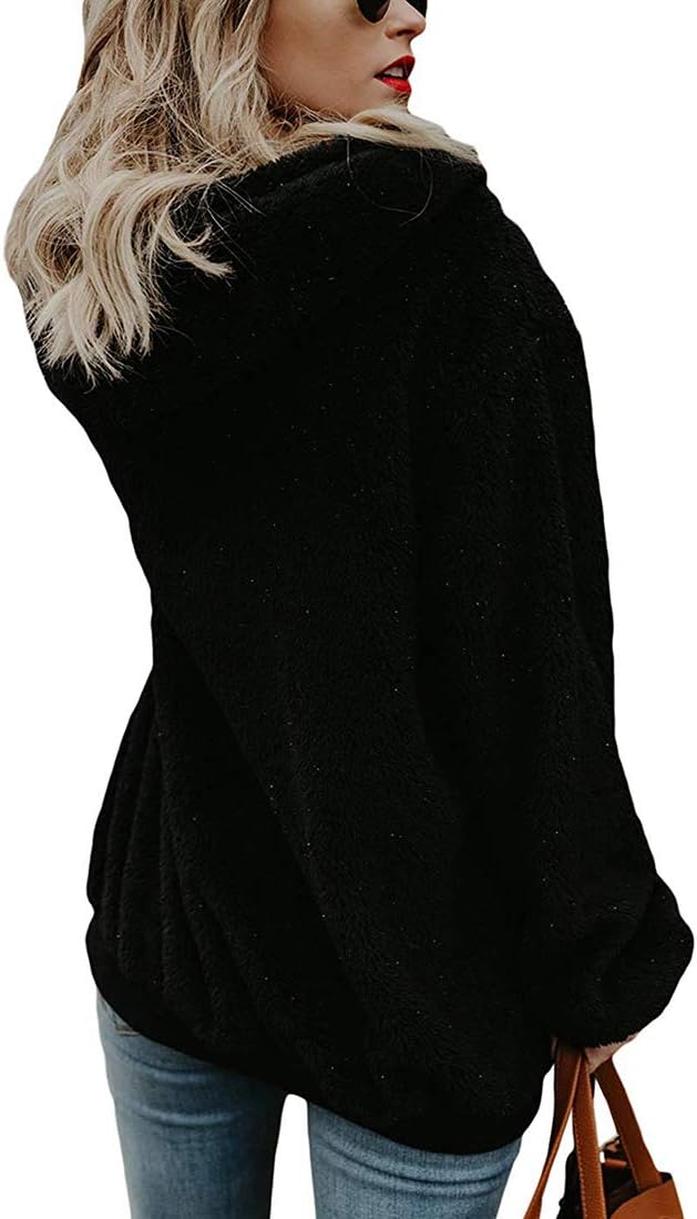 Durio Hoodie Damen Fleece Kapuzenpulli Teddy Fleece Pullover Oversize Sweaterpullover Winter Warm, S
