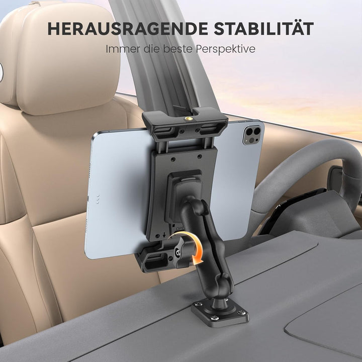 OHLPRO Tablet Halterung Auto mit Hochleistungs Bohrerbasis, LKW Tablet Halterung 360° Drehbare Klemm