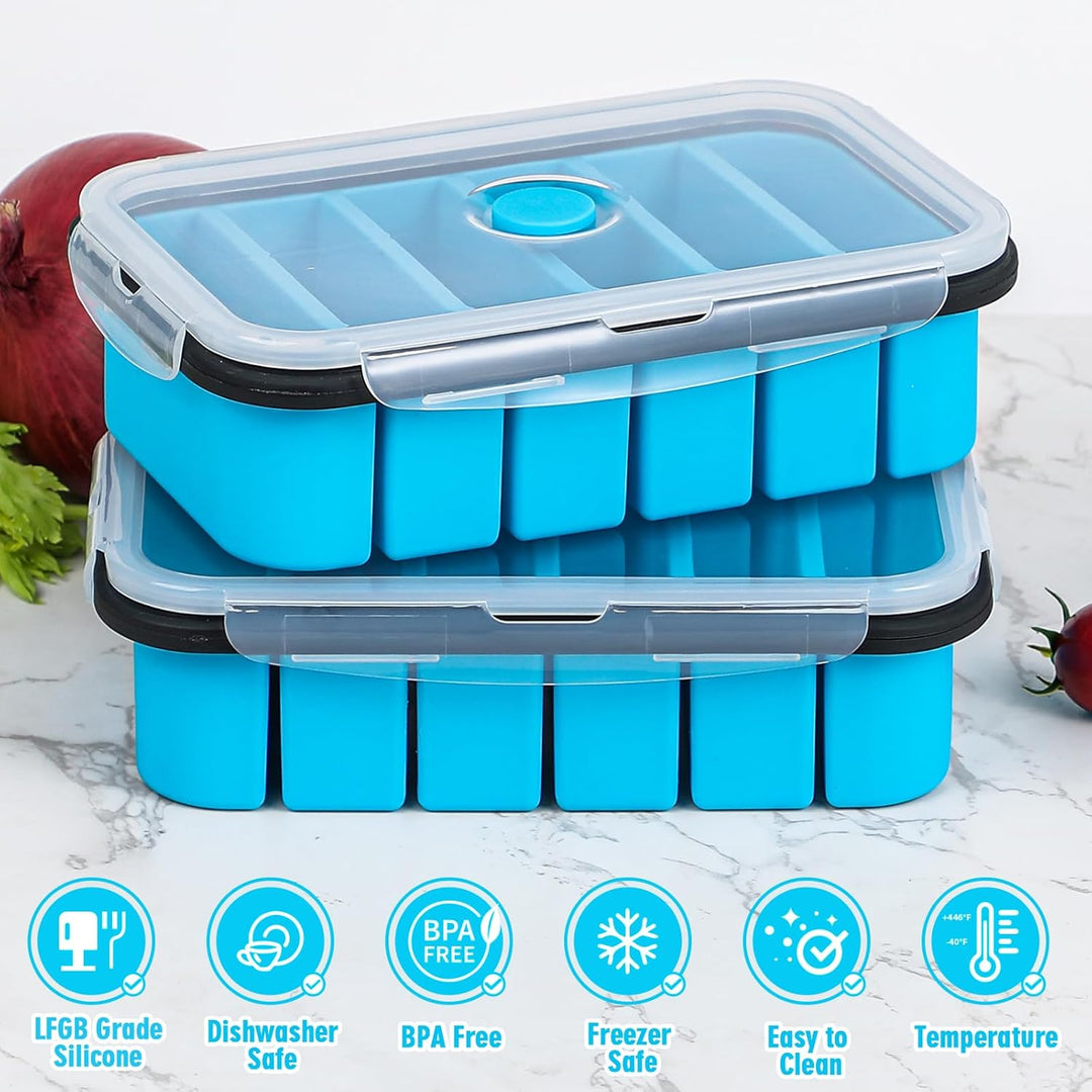 webake Suppe Einfrieren Behälter Silikon Gefrierform mit Deckel 2 Stück 6 Löcher Silikonform Einfrie