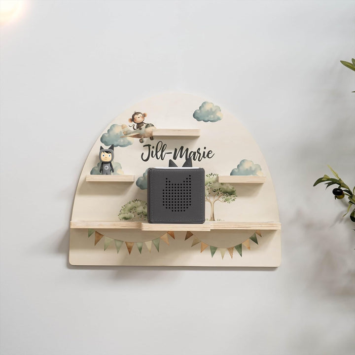 Geschenkfreude Personalisiertes Toniebox Regal für Kinderzimmer - Kinder Wandregal für Tonie Hörfigu
