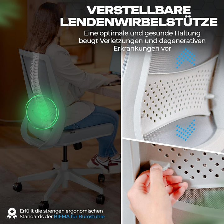VALKENSTOL M2 Bürostuhl Ergonomisch ohne Armlehne [ohne Kopfstütze] Ergonomischer Bürostuhl Grau Sch