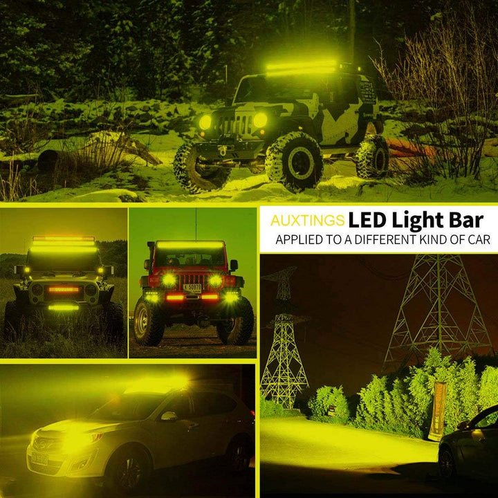 AUXTINGS 106cm 540w gekrümmt dreireihige gelbe led Light bar flutpunkt Fahrlicht Off strassenbeleuch