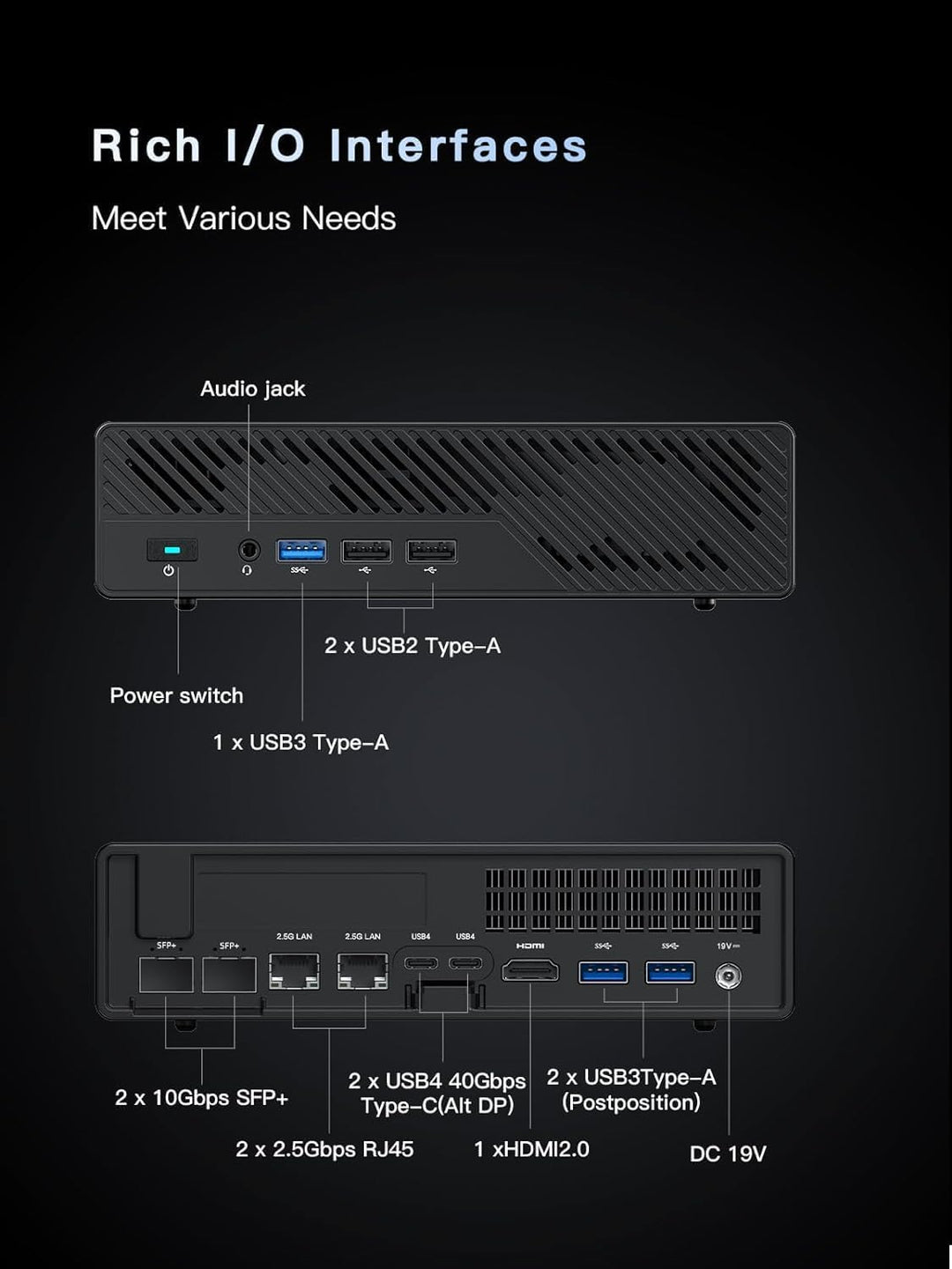MINIS FORUM MS-01 Mini PC, Intel Core i9-13900H Prozessor 8 Kerne/20 Threads bis zu 5,4 GHz, DDR5 Po