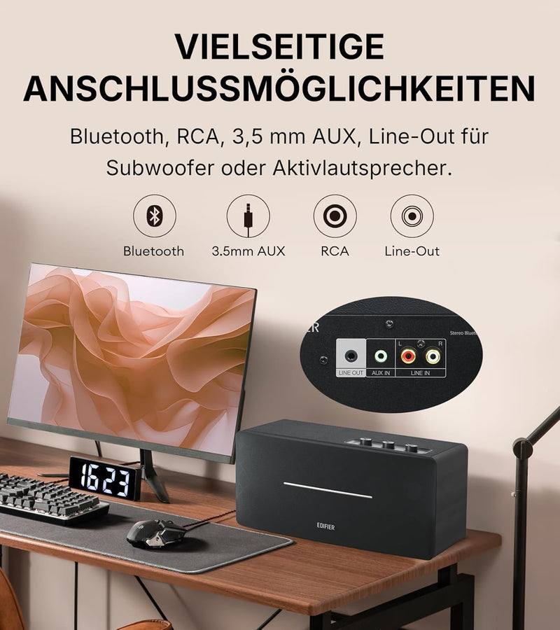 EDIFIER D12 kompaktes Stereo Lautsprechersystem (70W) mit Bluetooth 5.0 und Infrarot-Fernbedienung -