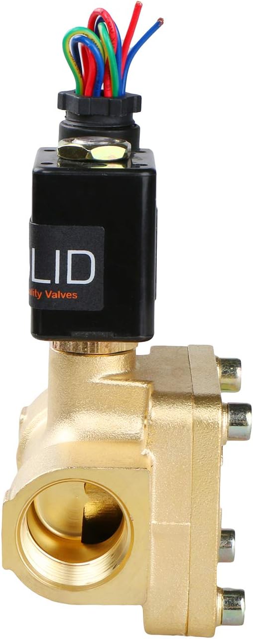 U.S. Solid 3/4" G 12 V DC Messing Magnetventil für Wasser Luft Gas Öl, NC, VITON, 0,1-16 Bar, Vertik