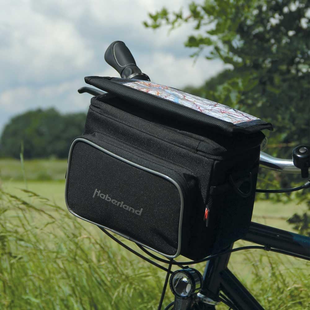 Haberland Fahrradtasche Lenkertasche 6L Schwarz Inklusive klick-Fix-Adpter, 25 x 19 x 13cm