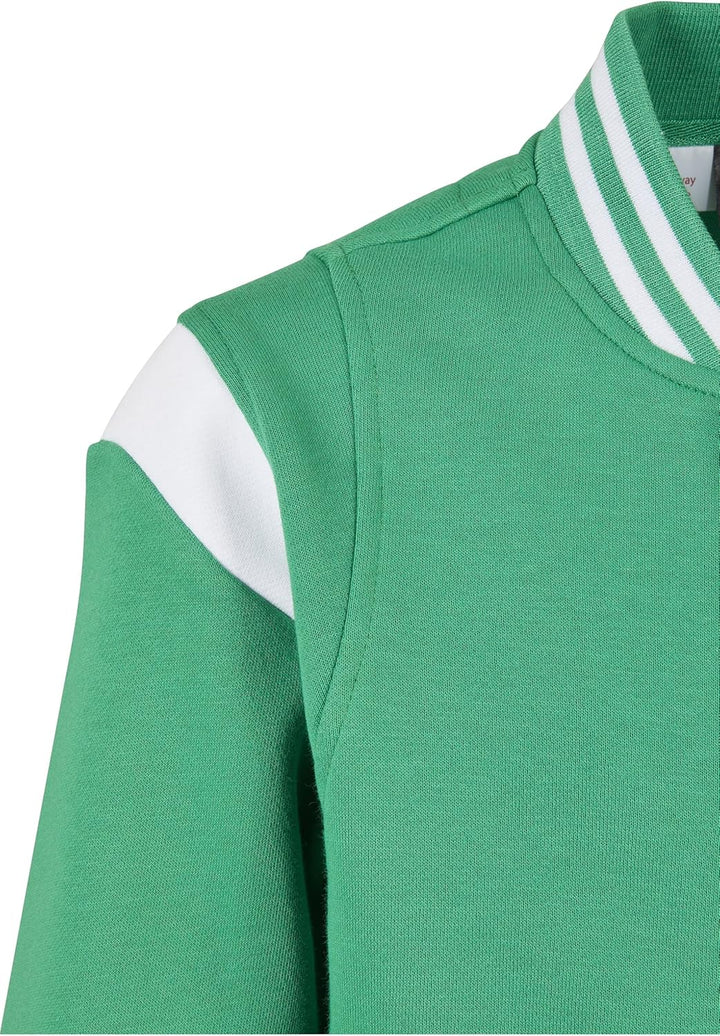 Urban Classics Herren Boys Inset College Sweat Jacket 158-164 bodegagreen/white, 158-164 bodegagreen