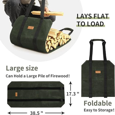 Feuerholz-Trage-Rucksack, CYUREAY wasserabweisende Feuerholz-Tasche, stabile Holzklotz-Tragetasche m