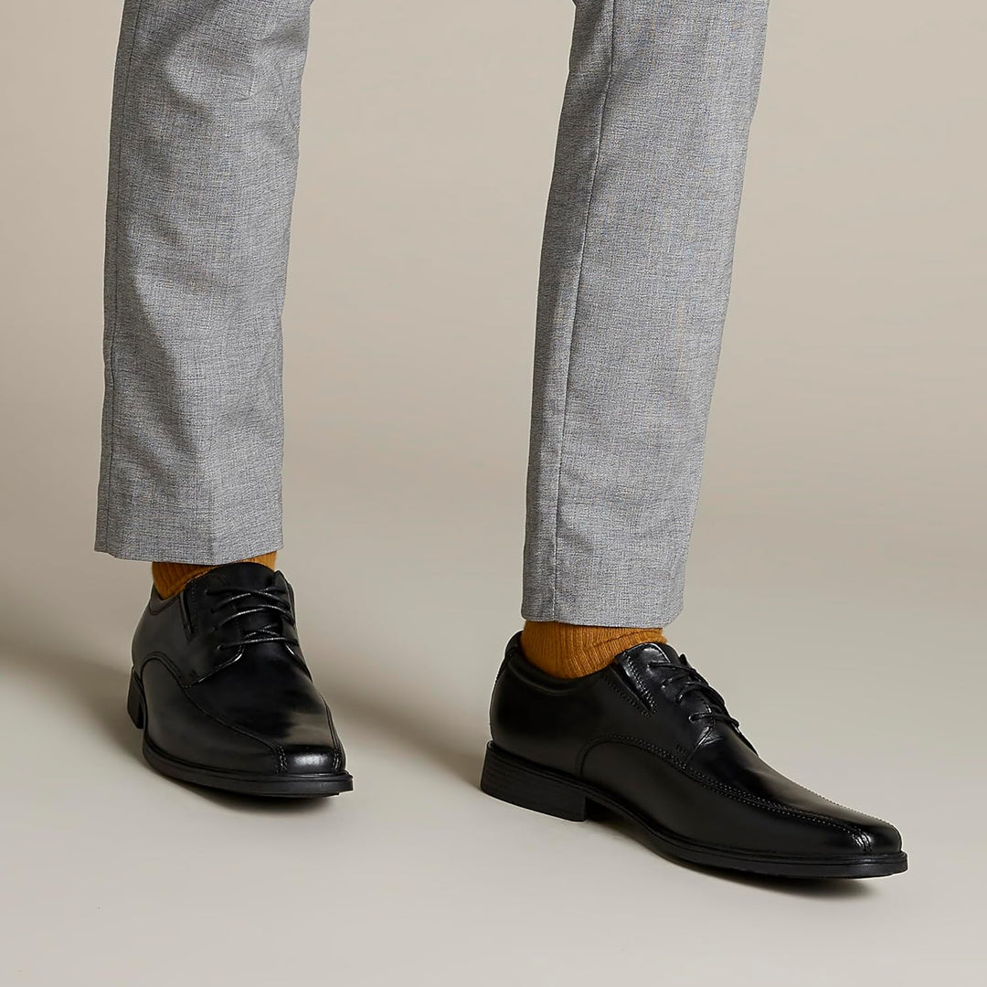 Clarks Herren Stafford Park5_Derby 45 EU Black Leather, 45 EU Black Leather