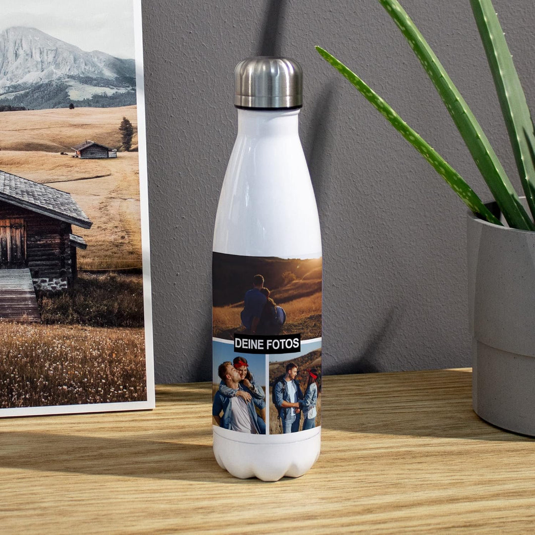 Personalisierte Trinkflasche 'Collage' - Thermo-Trinkflasche mit eigenem Foto selbst gestalten - The