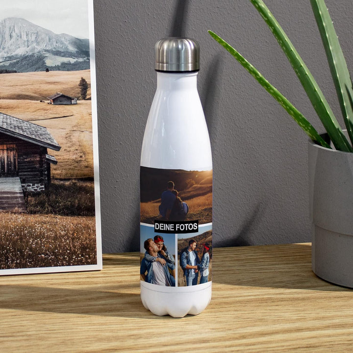 Personalisierte Trinkflasche 'Collage' - Thermo-Trinkflasche mit eigenem Foto selbst gestalten - The