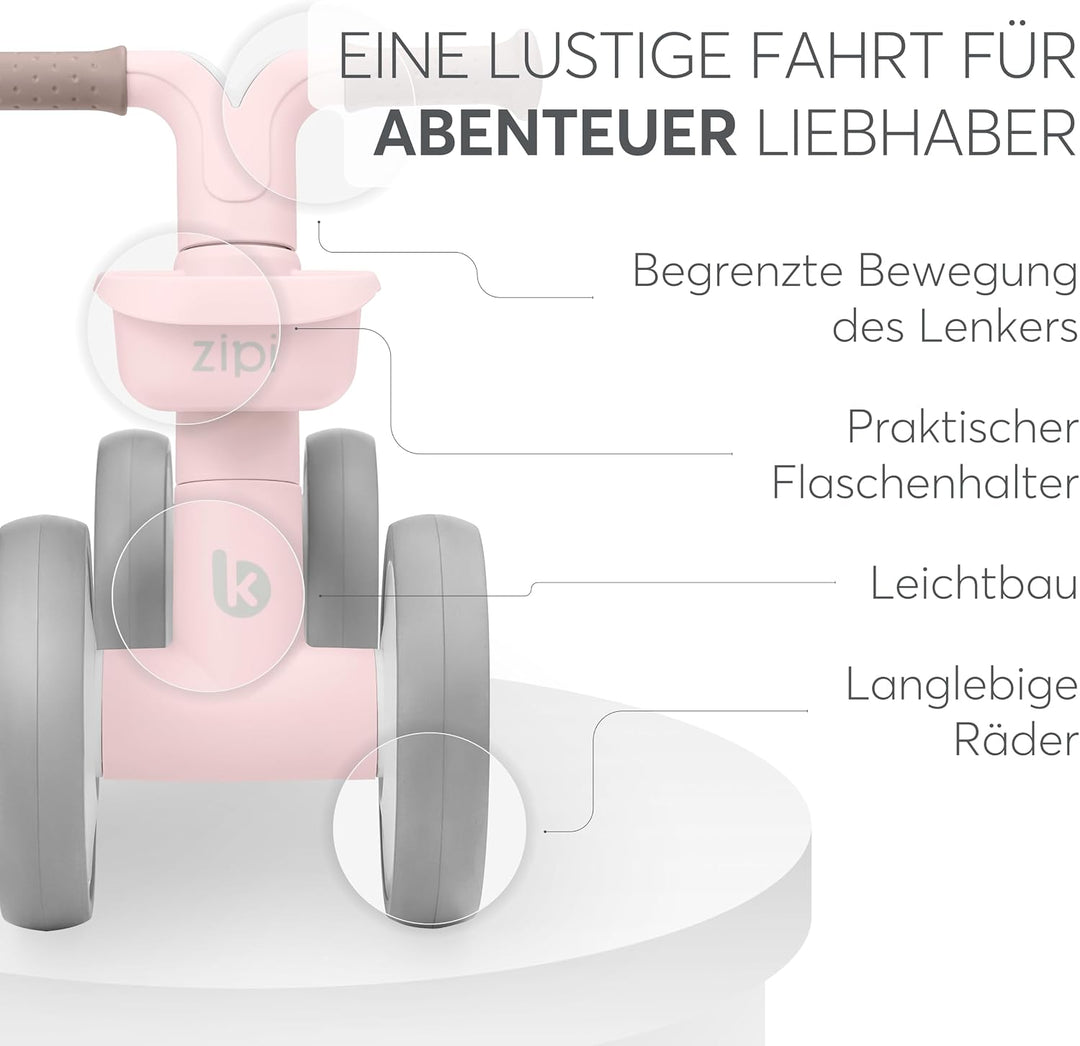 KikkaBoo ZIPI Fahrrad Ohne Pedale, Laufrad mit Korb, Einstellbar, Kinderspielzeug, Baby-Geschenk Ros