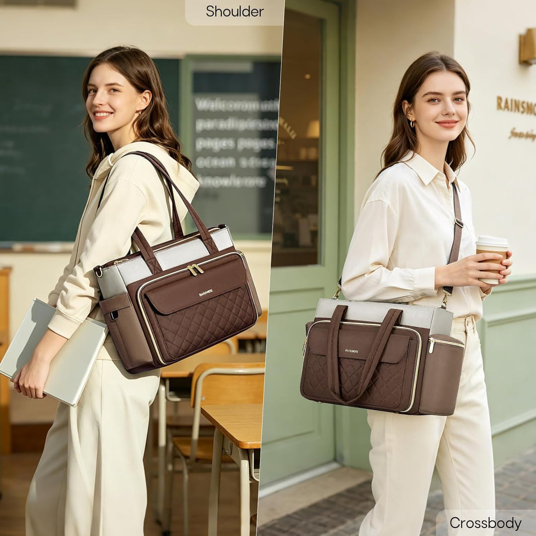 RAINSMORE Lehrertasche Damen Gross Laptoptasche, 15,6 Zoll | Arbeitstasche Isolierfach und Gross Get