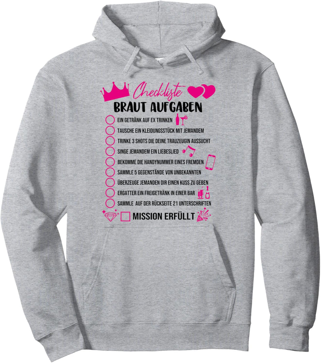 JGA Aufgaben Shirt Mutprobe Braut Junggesellinnenabschied Pullover Hoodie