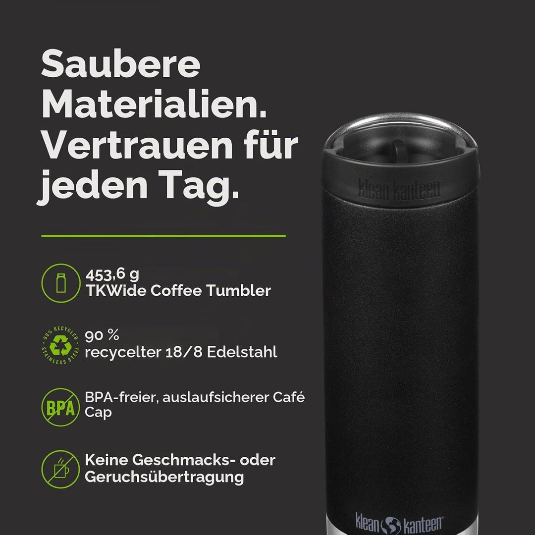 Klean Kanteen Herren tkwide Vi Trinkflasche Einheitsgrösse Schwarz, Einheitsgrösse Schwarz