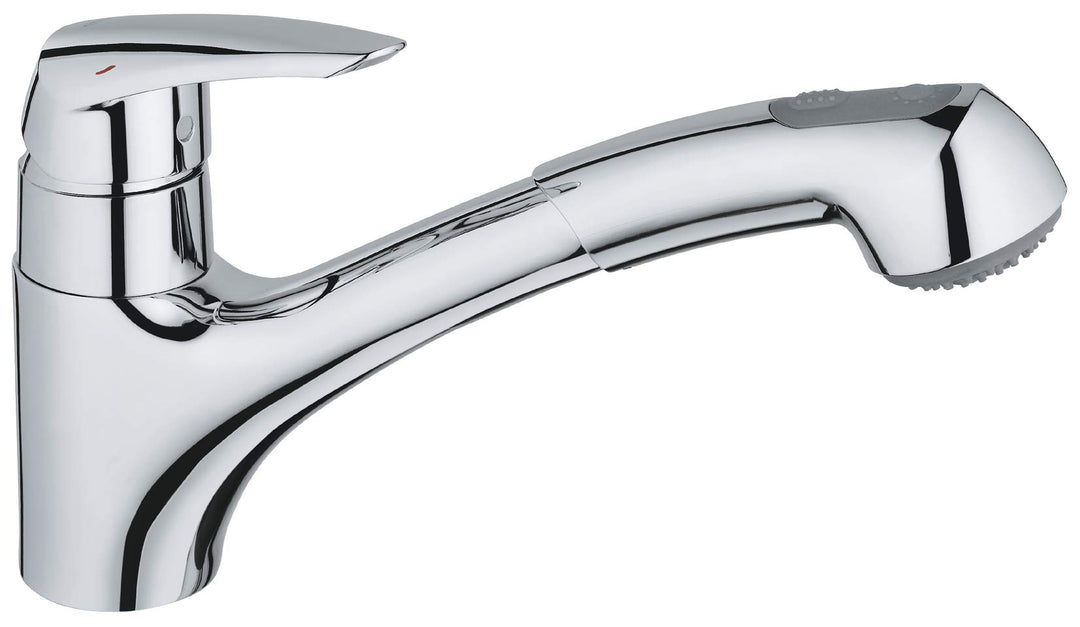 GROHE Eurodisc - Einhand-Spültischbatterie (schwenkbarer Gussauslauf, flexible Anschlussschläuche, S