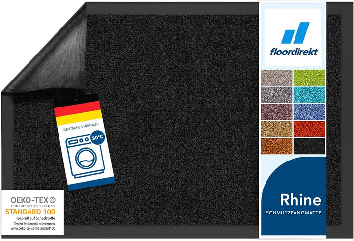 Floordirekt Schmutzfangmatte Rhine - waschbare & leistungsstarke Fussmatte - Sauberlaufmatte mit Rut