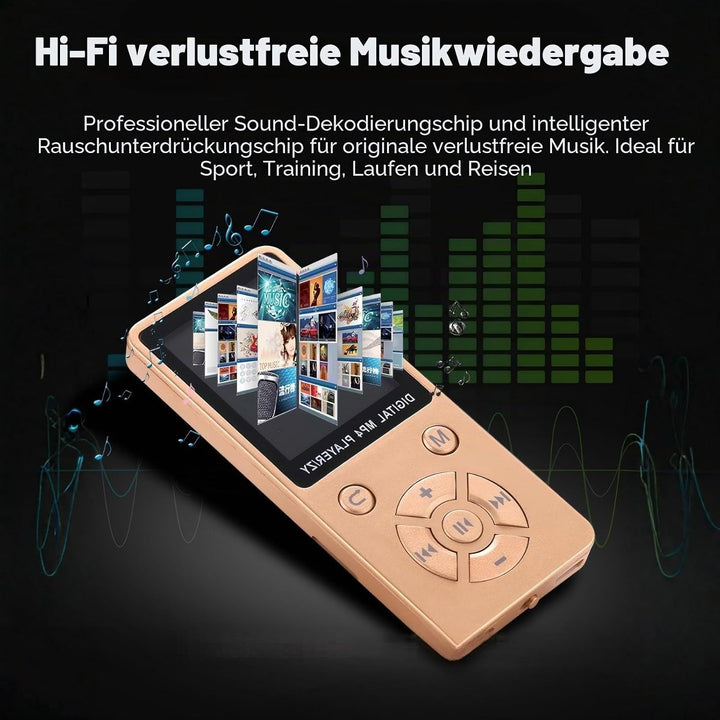 MP3-Player/MP4-Player 64GB Bluetooth 5.0 HiFi MP3 Musik-Player, 1,8-Zoll-LCD-Bildschirm mit Lautspre
