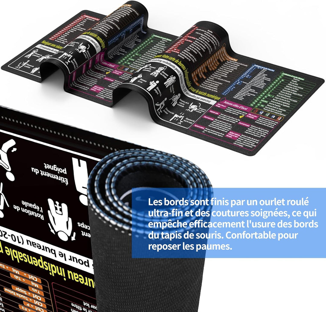 Tapis de Souris Excel, 900 x 400 mm, Tapis XXL, jeu antidérapant Pour le Bureau et la Maison, Gadget