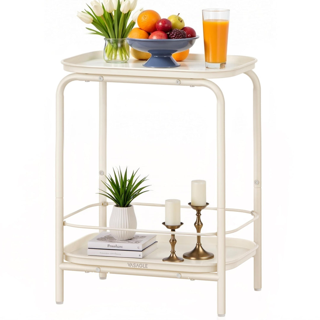 VASAGLE Beistelltisch mit 2 Ebenen, Nachttisch, Sofatisch klein, Couchtisch mit Ablage, modern, für