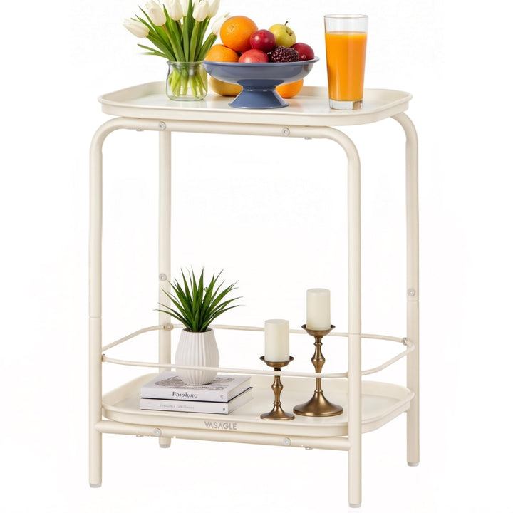 VASAGLE Beistelltisch mit 2 Ebenen, Nachttisch, Sofatisch klein, Couchtisch mit Ablage, modern, für