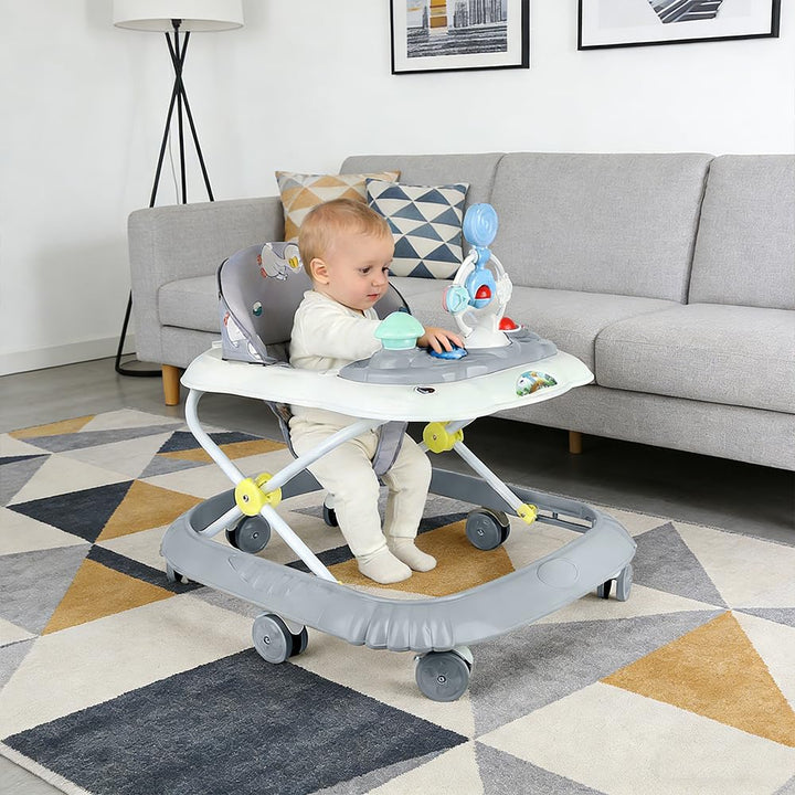 Gehhilfe mit 4 Höhenpositionen, von 6 bis 18 Monaten Baby-Lauflernhilfe, Faltbarer Lauflernwagen für