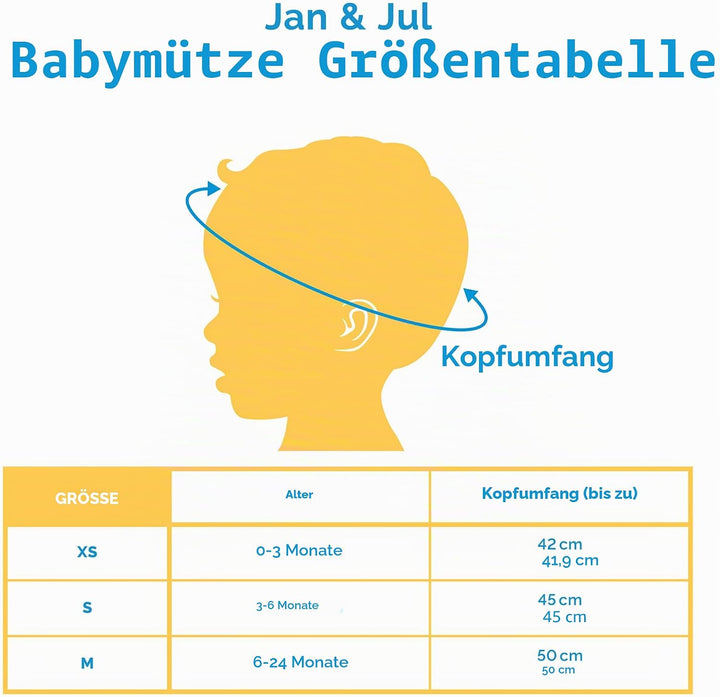 Jan &amp; Jul Sonnenhut aus Baumwolle mit UPF 50+ UV-Schutz für Baby Junge und Mädchen 0-3 Monate Weiss,