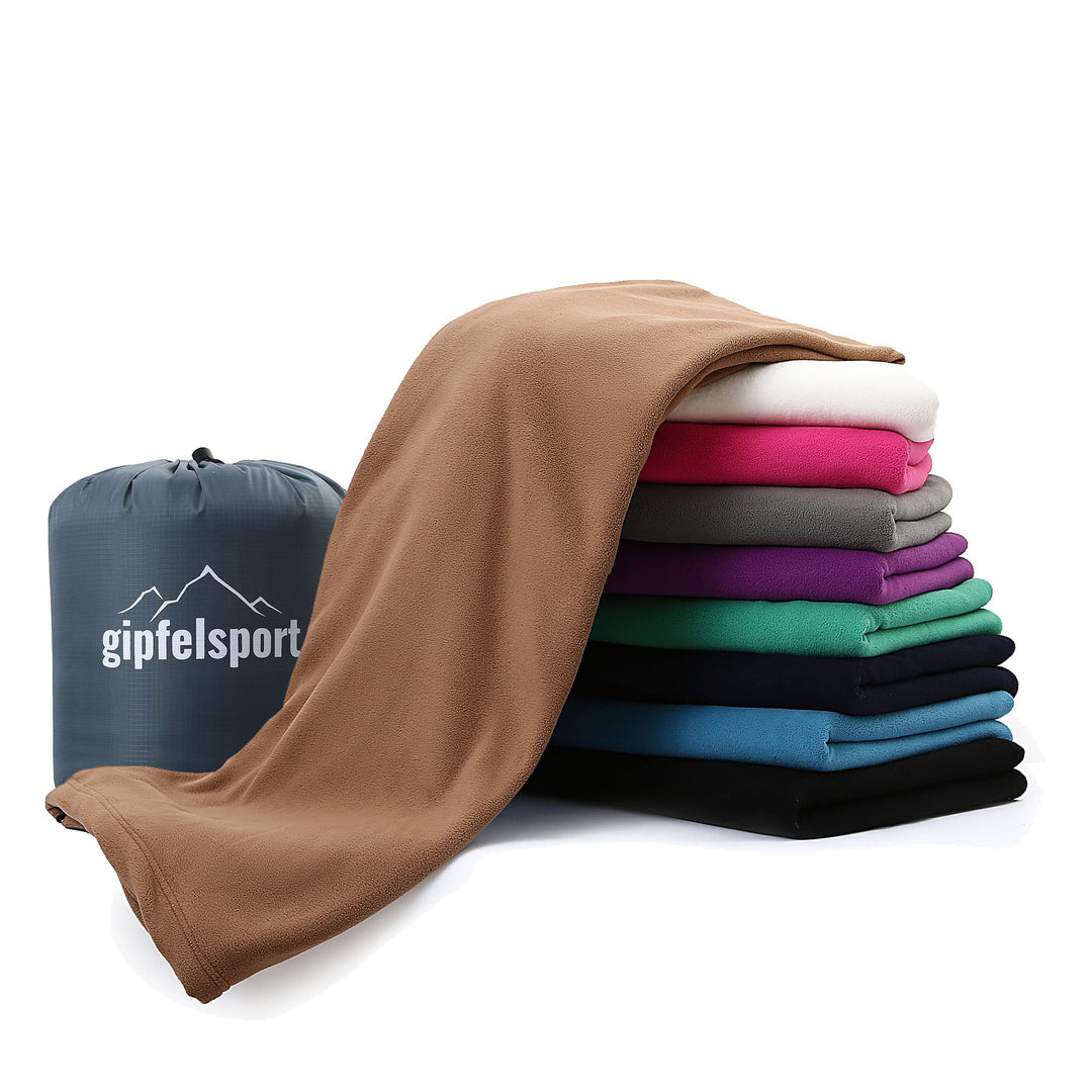 gipfelsport Mikrofaser Fleece Decke mit Schlafsackfunktion I Grösse 185 x 150cm, ca. 690 g I Microfa