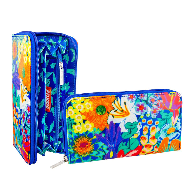 pylones - Geldbörse – Reise Bouquet – beschichteter Stoff – 19 x 11 cm, blau, one size, Modern