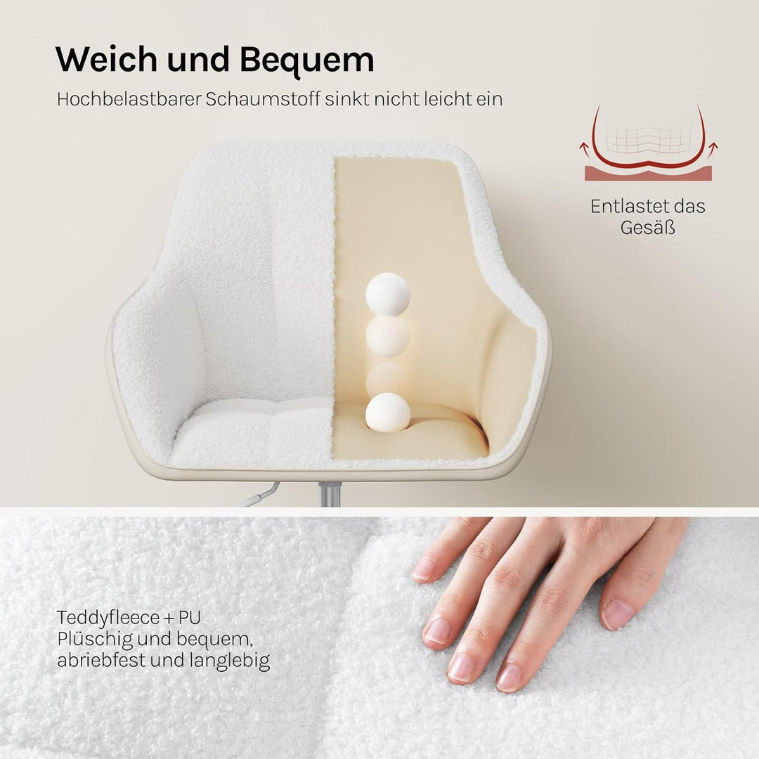 WOLTU Homeoffice Stuhl, Schreibtischstuhl, Drehstuhl, Schminkstuhl, höhenverstellbar, 150 kg belastb