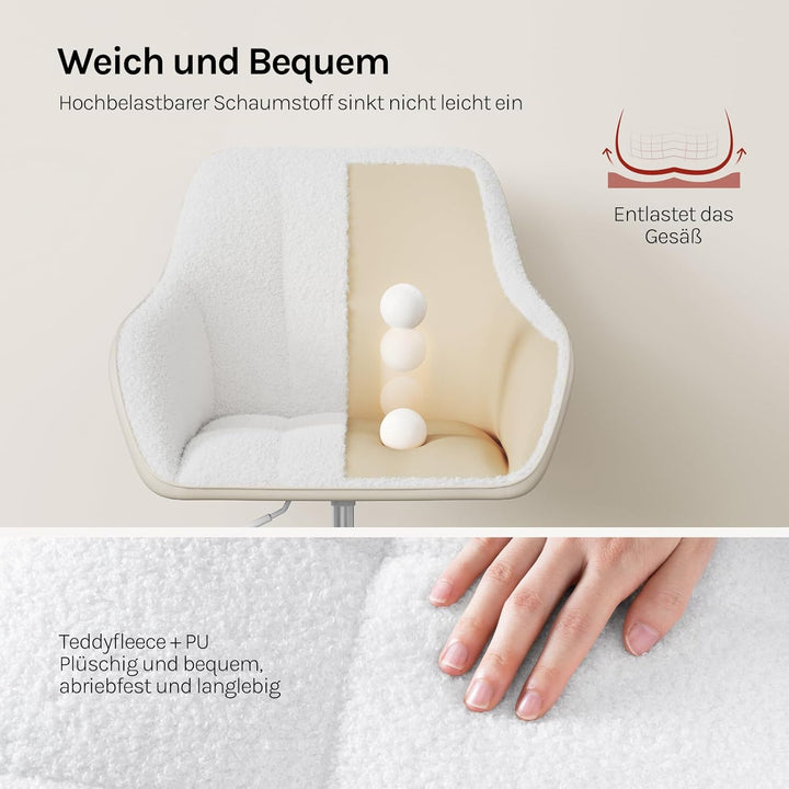 WOLTU Homeoffice Stuhl, Schreibtischstuhl, Drehstuhl, Schminkstuhl, höhenverstellbar, 150 kg belastb