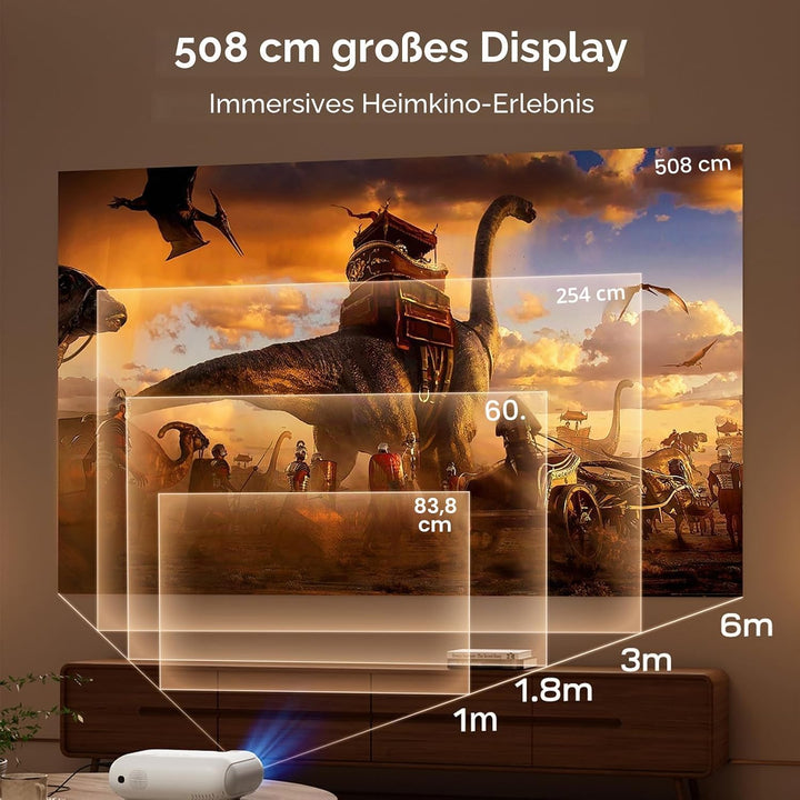 Beamer 4K【Official Netflix & Dolby Audio】 15000 Lumen Zoom/Trapezkorrektur WiFi Bluetooth Beamer Ful