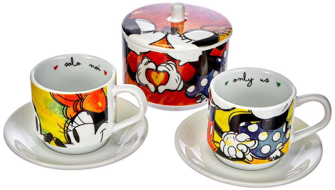 Egan Porzellan set 2 Kaffeetassen Stapelbar Mickey mit Zuckerdose und Tischset WMSET/20 grün
