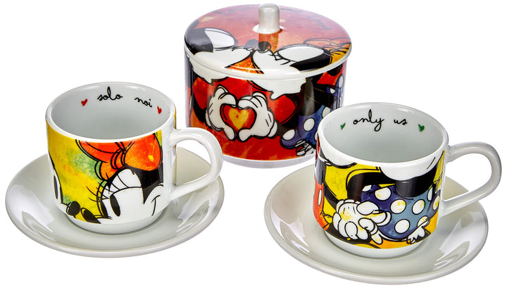 Egan Porzellan set 2 Kaffeetassen Stapelbar Mickey mit Zuckerdose und Tischset WMSET/20 grün