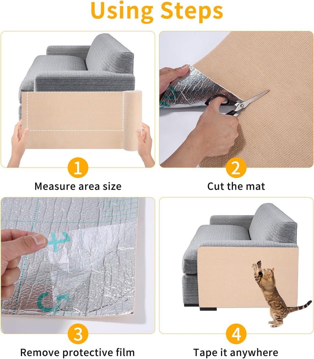 Selbstklebende Kratzschutzmatte für Sofa & Wand, 40x300 cm kratzschutz Sofa Katze - Trimmbarer Schut