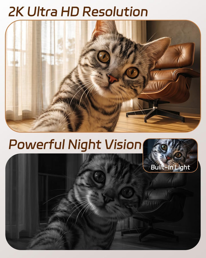 ALIOBC Haustierkamera 2K Indoor-Katzenkamera mit automatischer Verfolgung für Katzen, Katzenlaser, B